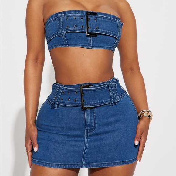 Denim skirt and tube top set - Picture 3 of 3